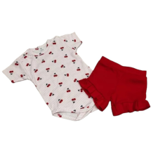 Dalma 2 részes nyári szett - Fehér/Rózsaszín/Piros Cseresznyés 68 babaruha szett