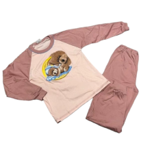 Dalma 2 Részes Pamut Pizsama - Púder rózsaszín Macis 116 gyerek hálóing, pizsama