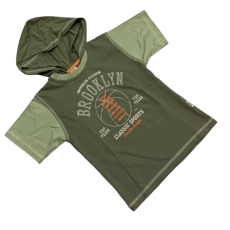 Dalma Fiú Póló - Nyomott mintás Khaki Zöld Kapucnis 116 - Kiárusítás