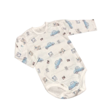 Dalma Hosszú Ujjú Body - Fehér/Kék Autós - 80 kombidressz, body