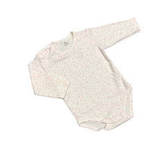 Dalma Hosszú Ujjú Body - Fehér/Rózsaszín Apró Szíves - 80 kombidressz, body