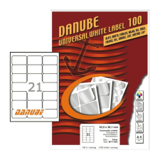 DANUBE 63,5*38,1 mm Danube A4 íves etikett címke, fehér színű (100 ív/doboz) etikett