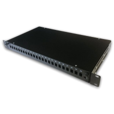 Datacom 19" behúzható optikai kád 1U 24 SC Simplex fekete + kazetta kábel és adapter