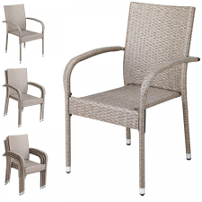 Daube Polirattan kerti szék 4 darab bézs karfás szék rakásolható kerti bútor