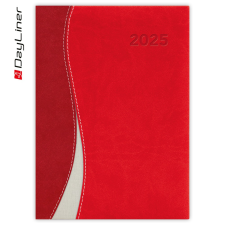 DAYLINER Határidőnapló Dubai A5 napi, fehér lapokkal piros-piros Dayliner 2025. határidőnapló