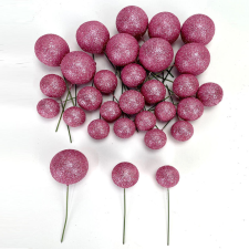DC Csillámos gömb pick 2-3-4cm - sötétrózsaszín karácsonyi dekoráció