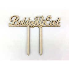 DC Natúr fa - "Boldog Új Évet" beszúrós 15cm dekorációs kellék