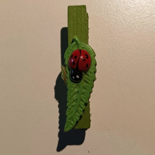 DD Mini csipeszek tavasz levél katicával 4,5cm dekorációs kellék