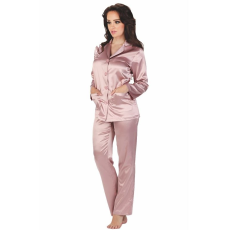 De Lafense Classic rózsaszín női szatén pizsama, hosszú XXL