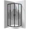 Deante FUNKIA EVO íves tolóajtós zuhanykabin zuhanytálcával 80x80 cm, város minta, nero profil KYPZND88P