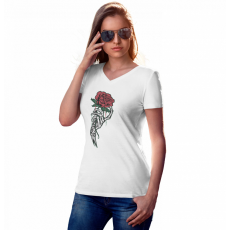  Death rose - Női V-Nyakú Póló