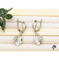  Debora antiallergén csillogó fehérkövekkel díszített csüngős fülbevaló -rodium fülbevaló