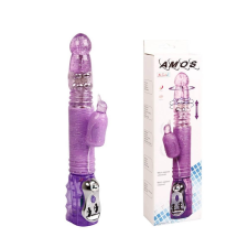 Debra LyBaile Amos - G-pontos, forgófejes, csiklókaros vibrátor - 30 cm (lila) vibrátorok