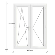 Decco 180x210 Kétszárnyas Erkélyajtó Középen felnyíló + Bukó – Nyíló kivitelben nyílászáró
