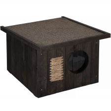 Dechland Fából készült macska vagy kutya kennel 58x49,5 cm, szigetelt, fekete szállítóbox, fekhely kutyáknak