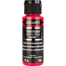 DecoArt Akrilfesték - selyemfényű 59ml - Red Hot - DecoArt Americana® Multi-Surface Satin (1 db) akrilfesték