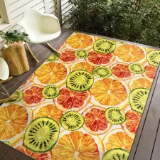 DECOMALL Gyümölcsmintás Kültéri Szőnyeg 80 x 150 cm Gyümölcsmintás lakástextília