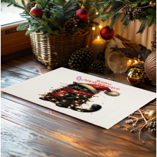 Deconline Crafts Karácsonyi mintás Szőnyeg, Lábtörlő 60X40 cm "Boldog macskarácsonyt" lakástextília