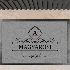 Deconline Customs Lábtörlő egyedi névvel, monogrammal, 60x40 cm szürke Családneves lakástextília