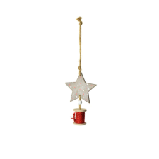 Decoration and Design Pöttyös csillag karácsonyi függő #szürke karácsonyi dekoráció