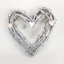 Decorolla Szív forma / szív koszorú indákból világosszürke 30cm dekorálható tárgy