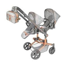 DeCuevas Toys DeCuevas 90877 City X Összecsukható babakocsi iker babáknak hátizsákkal - 91 cm játék babakocsi