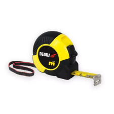 DEDRA M375P 3m/16mm mérőszalag, gumi borítással, nylon szalag, akasztó barkácsolás, csiszolás, rögzítés