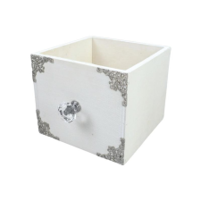  Dekoláda fehér kocka gombbal 13cm x 13cm x 11cm dekorációs kellék