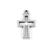 Dekoratív fém medál 11 x 17 mm platina feszület medál