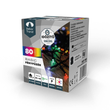 Dekortrend Basic 80 LED fényfüzér timer funkcióval, elemes, színes karácsonyfa izzósor