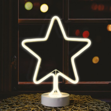 Dekortrend DekorTrend Neonfényű csillag ablakdísz, meleg fehér színben, vezeték nélküli, 31 cm karácsonyi ablakdekoráció