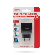delight 55045-1BK hálózati adapter 1x USB fekete (55045-1BK) mobiltelefon kellék
