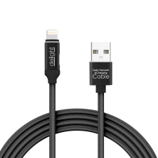 delight 55442l-BK USB-A apa - Lightning apa LED Adat- és töltőkábel 1m - Fekete kábel és adapter
