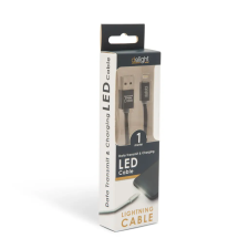 delight fekete iPhone Lightning adatkábel LED fénnyel 1m (55442I-BK) mobiltelefon kellék