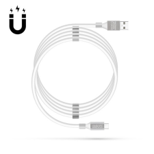 delight kábel - USB Type-C mágneses adat és töltőkábel, 2A, 1,2m, fehér kábel és adapter