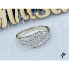  Delila rod antiallergén gyűrű különleges forma, cirkónia kövek -rodium gyűrű