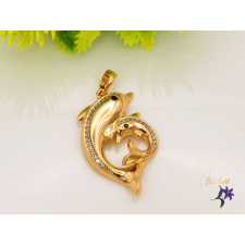  Delina antiallergén páros delfin medál gazdagon díszített cirkóna kövekkel -18K medál