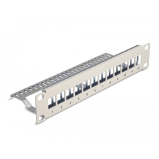 DELOCK 10 Keystone patch panel 12 porttal és tehermentesítővel 1U szürke egyéb hálózati eszköz