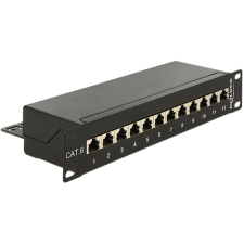 DELOCK 10 Patch Panel 12 portos Cat.6 fekete (43297) (DE43297) asztali számítógép kellék
