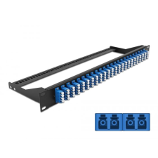 DELOCK 19 száloptikás csatlakozó panel 24 portos LC Quad kék (43398) (DE43398) asztali számítógép kellék