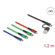  Delock 1,20 m hosszú, USB töltő kábel 4 az 1 A-típusú USB + USB-C apa Lightning-, Micro USB- és 2 x USB Type-C csatlakozáshoz kábel és adapter