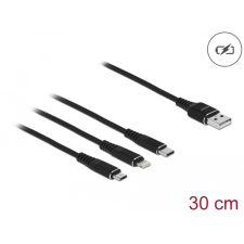 Delock 30 cm hosszú, USB töltő kábel 3 az 1-ben Lightning -, Micro USB- és USB Type-C csatlakozásho kábel és adapter
