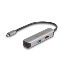 DELOCK 61060 USB-C apa - HDMI/USB-C/USB-A anya Adapter (61060) kábel és adapter
