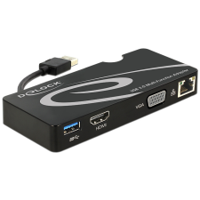 DELOCK 62461 USB 3.0 M - HDMI + D-Sub(15) + Gigabit LAN + USB 3.0 F Adapter Fekete laptop kellék