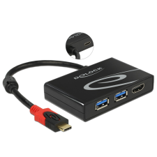 DELOCK 62854 USB-C 3.1 apa - 2x USB-A + HDMI anya adapter - Fekete kábel és adapter