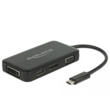 DELOCK 63929 USB-C apa - (VGA + HDMI + DVI + DisplayPort) anya Adapter - Fekete kábel és adapter