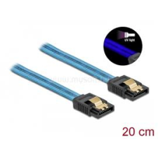 DELOCK 6 Gb/s SATA kábel UV fényhatással kék színű, 20 cm (DL82121) kábel és adapter