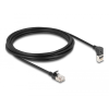 DELOCK 80289 S/FTP Cat6a RJ45 90° Patch kábel 3m - Fekete (80289)