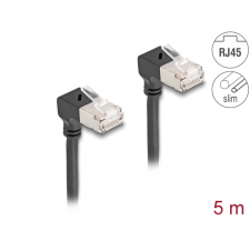 DELOCK 80302 S/FTP Cat6a RJ45 90° Patch kábel 5m - Fekete (80302) kábel és adapter