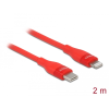 DELOCK 86635 USB Type-C apa - Lightning apa Adat és töltő kábel - Piros (2m) (86635)